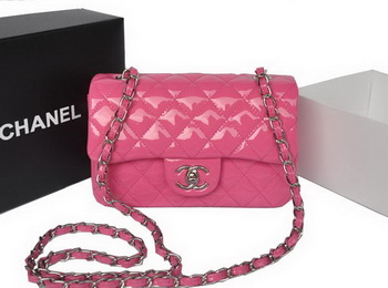 Chanel Classic Flap Bags Rose Original Patent Leather A1116 Silver