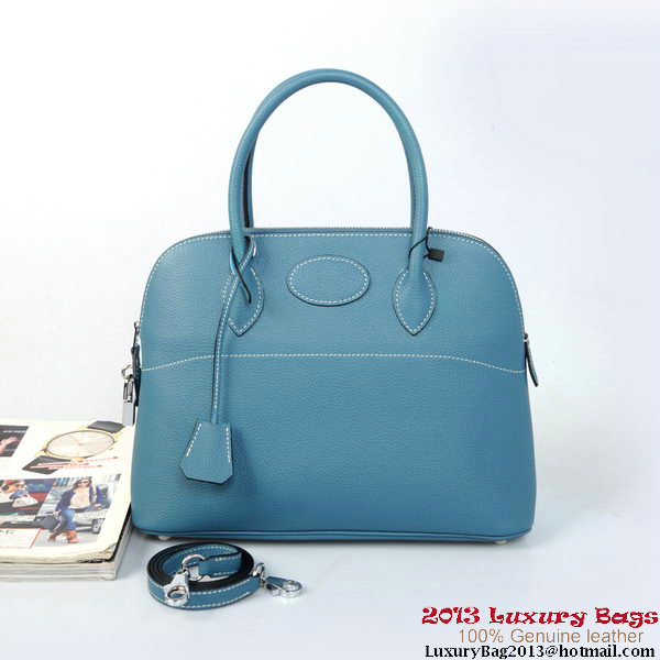 Hermes Bolide Tote Bags Calf Leather Light Blue