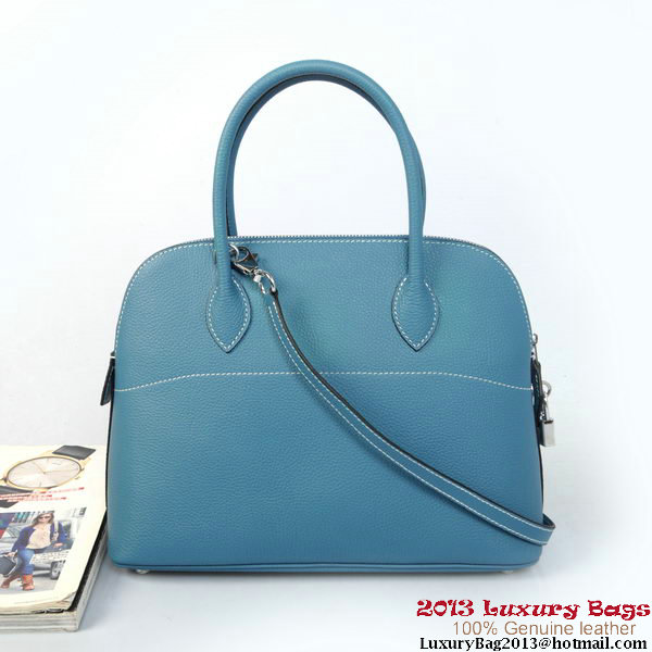 Hermes Bolide Tote Bags Calf Leather Light Blue