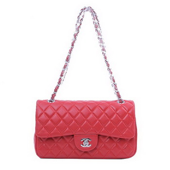 Chanel 2.55 Series Classic Flap Bag 1112 Red Sheepskin Silver