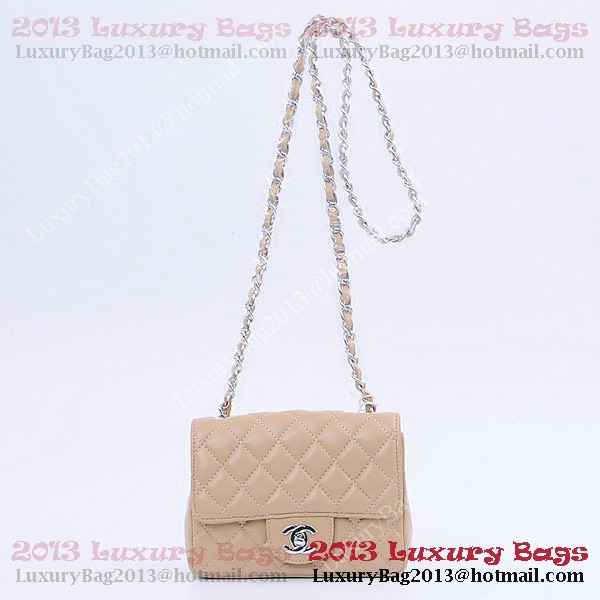 Chanel mini Classic Flap Bag Apricot Sheekskin 1115 Silver