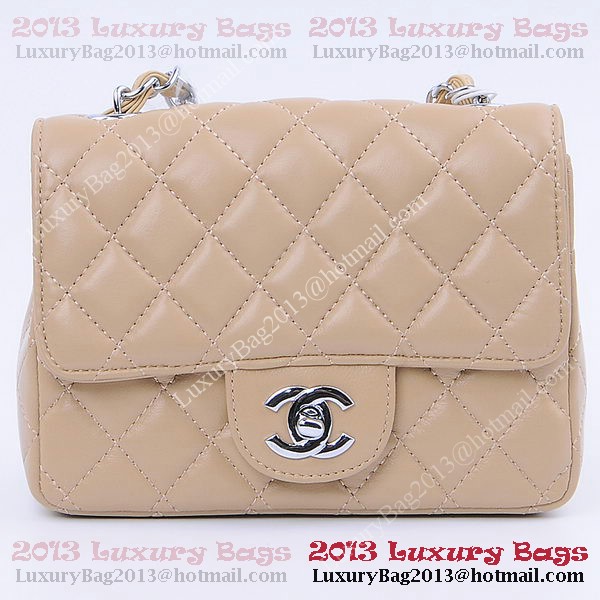 Chanel mini Classic Flap Bag Apricot Sheekskin 1115 Silver