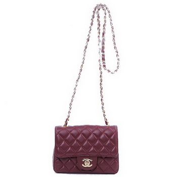 Chanel mini Classic Flap Bag Burgundy Sheekskin 1115 Gold