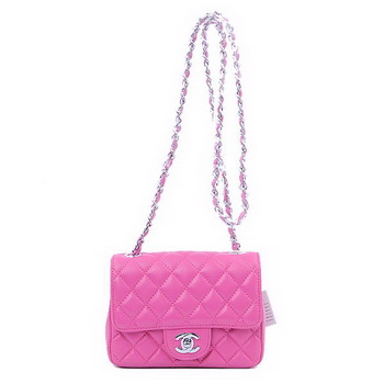 Chanel mini Classic Flap Bag Peach Sheekskin 1115 Silver