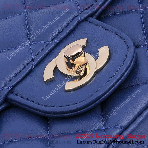 Chanel mini Classic Flap Bag RoyalBlue Sheekskin 1115 Gold