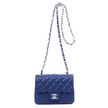 Chanel mini Classic Flap Bag RoyalBlue Sheekskin 1115 Silver