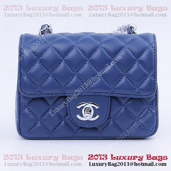 Chanel mini Classic Flap Bag RoyalBlue Sheekskin 1115 Silver
