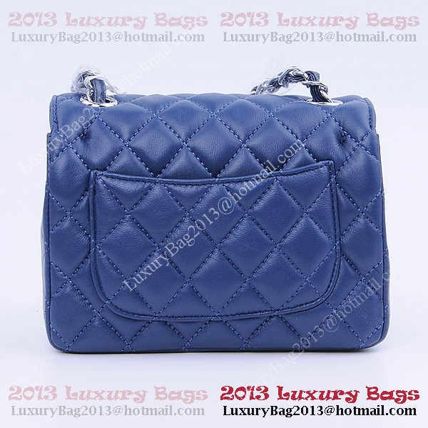 Chanel mini Classic Flap Bag RoyalBlue Sheekskin 1115 Silver