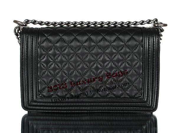 Chanel A67086 Black Lambskin Leather Le Boy Flap Shoulder Bag