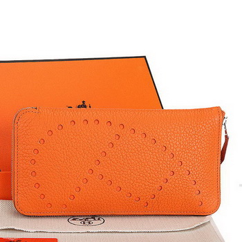 Hermes Evelyn Long Zip Wallet A808 Orange