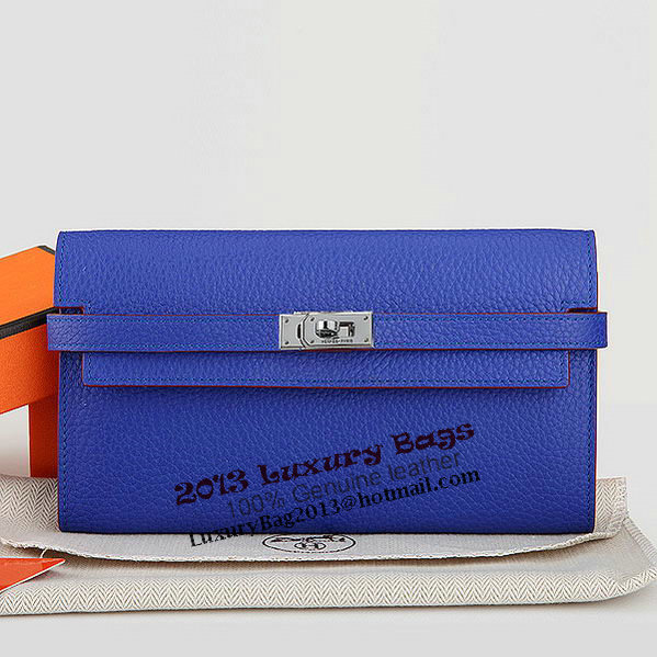 Hermes Kelly Original Leather Bi-Fold Wallet A708 RoyalBlue