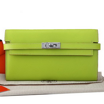 Hermes Kelly Original Saffiano Leather Bi-Fold Wallet A708 Green