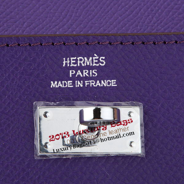 Hermes Kelly Original Saffiano Leather Bi-Fold Wallet A708 Purple
