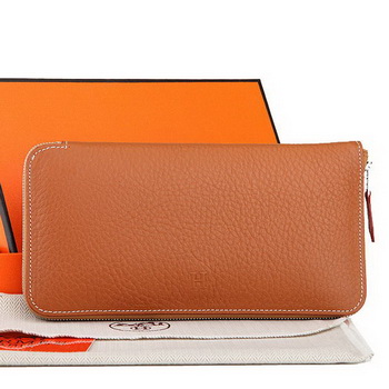 Hermes Zipper Wallet Original Leather A309 Camel