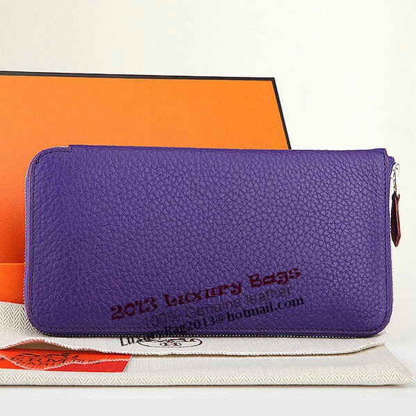 Hermes Zipper Wallet Original Leather A309 Purple