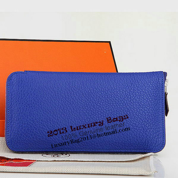 Hermes Zipper Wallet Original Leather A309 RoyalBlue