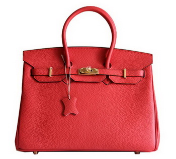 Hermes Birkin 35CM Tote Bag Red Clemence Leather H6089 Gold