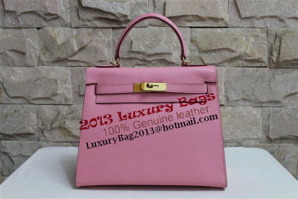 Hermes Kelly 32cm Shoulder Bag Pink Saffiano Leather K32 Gold