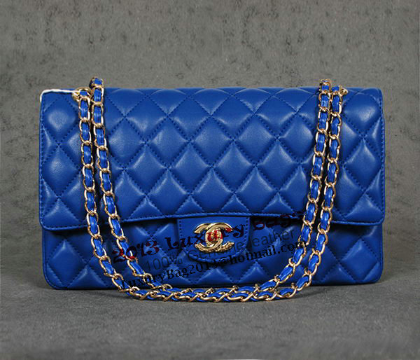 Chanel Classic Flap Bag 1113 RoyalBlue Sheep Leather Gold