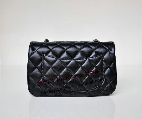 Chanel mini Classic Flap Bag Black Sheekskin 1117 Silver