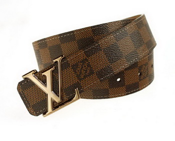 Louis Vuitton Damier Ebene Canvas Belt LV207 Shiny Gold