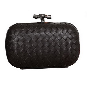 Bottega Veneta Intrecciato Sheepskin Impero Ayers Knot Clutch 11308 Black