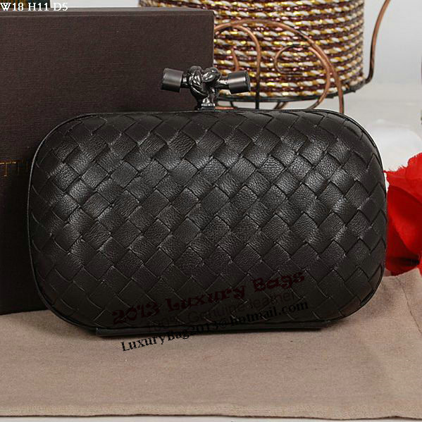 Bottega Veneta Intrecciato Sheepskin Impero Ayers Knot Clutch 11308 Black