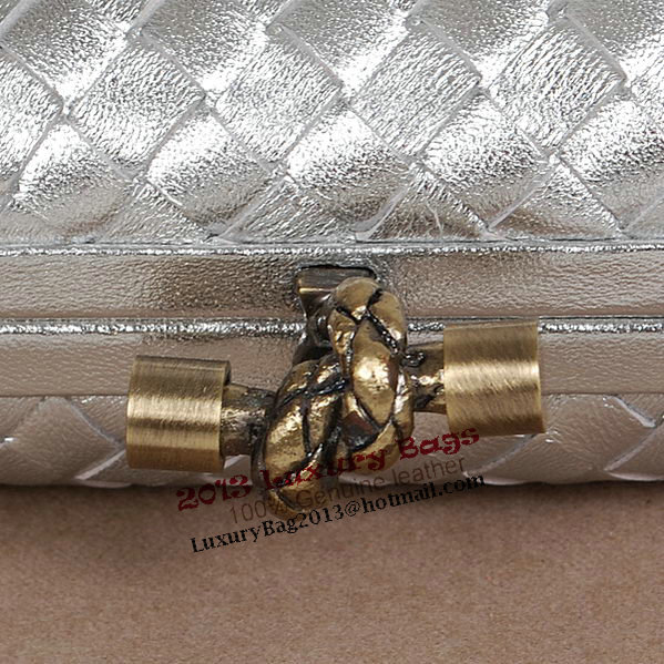 Bottega Veneta Intrecciato Sheepskin Impero Ayers Knot Clutch 11308 Silver