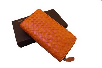 Bottega Veneta Intrecciato Nappa Zip Around Wallet 17004 Light Orange