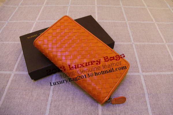 Bottega Veneta Intrecciato Nappa Zip Around Wallet 17004 Light Orange