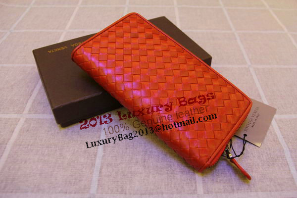 Bottega Veneta Intrecciato Nappa Zip Around Wallet 17004 Orange