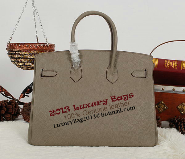 Hermes Birkin 35CM Tote Bag Gray Clemence Leather H35 Silver