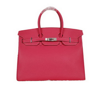 Hermes Birkin 35CM Tote Bag Rose Clemence Leather H35 Silver