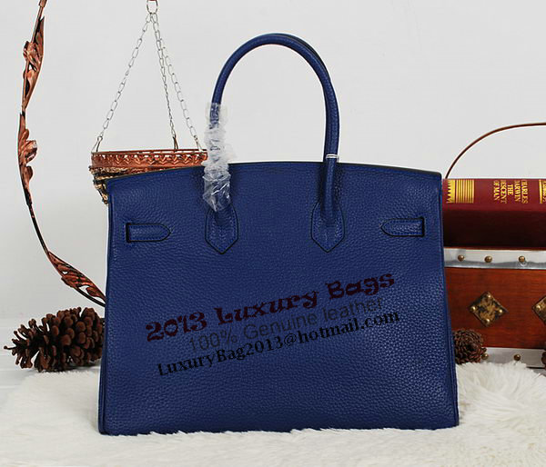 Hermes Birkin 35CM Tote Bag RoyalBlue Clemence Leather H35 Gold