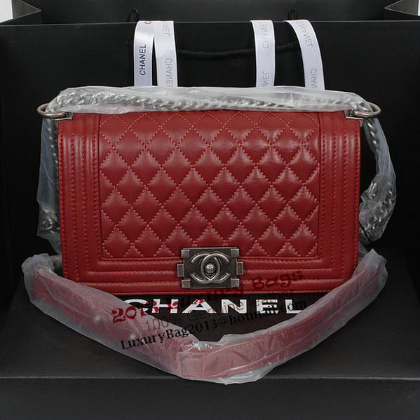 Boy Chanel Flap Shoulder Bag in Sheepskin Leather A58500 Maroon