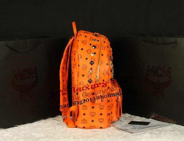 MCM Stark Backpack Jumbo in Calf Leather 8100 Orange