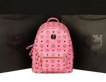 MCM Stark Backpack Large in Calf Leather 8004 Pink