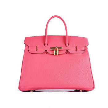 Hermes Birkin 35CM Tote Bag Pink Grainy Leather H6089 Gold