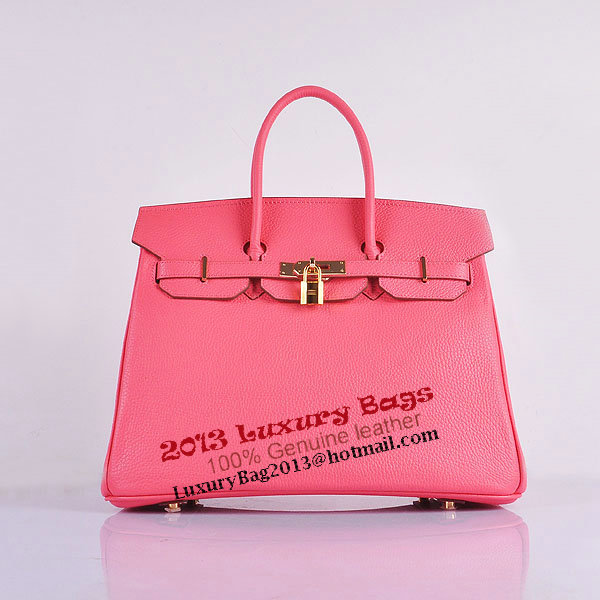 Hermes Birkin 35CM Tote Bag Pink Grainy Leather H6089 Gold