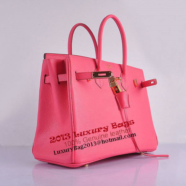 Hermes Birkin 35CM Tote Bag Pink Grainy Leather H6089 Gold