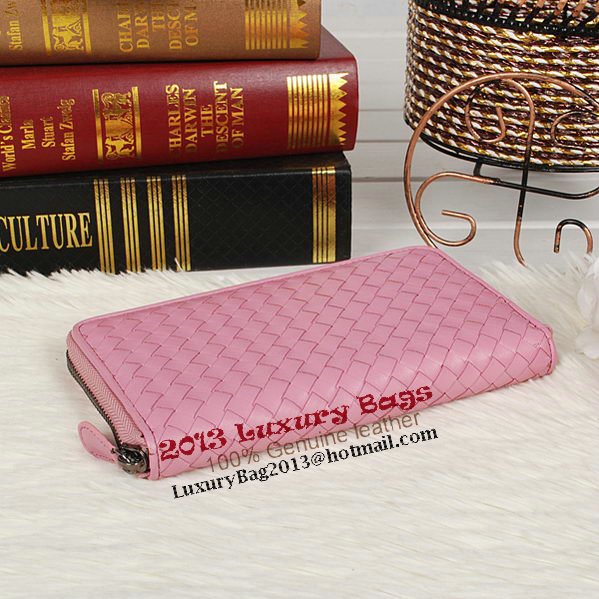 Bottega Veneta Intrecciato Nappa Zip Around Wallet BV20017 Pink