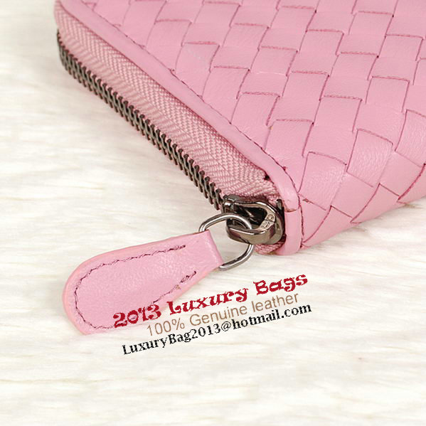 Bottega Veneta Intrecciato Nappa Zip Around Wallet BV20017 Pink