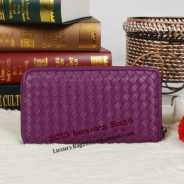 Bottega Veneta Intrecciato Nappa Zip Around Wallet BV20017 Purple