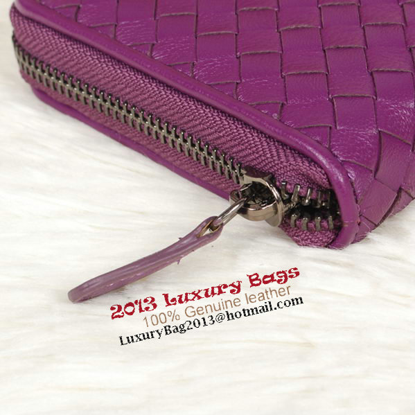 Bottega Veneta Intrecciato Nappa Zip Around Wallet BV20017 Purple