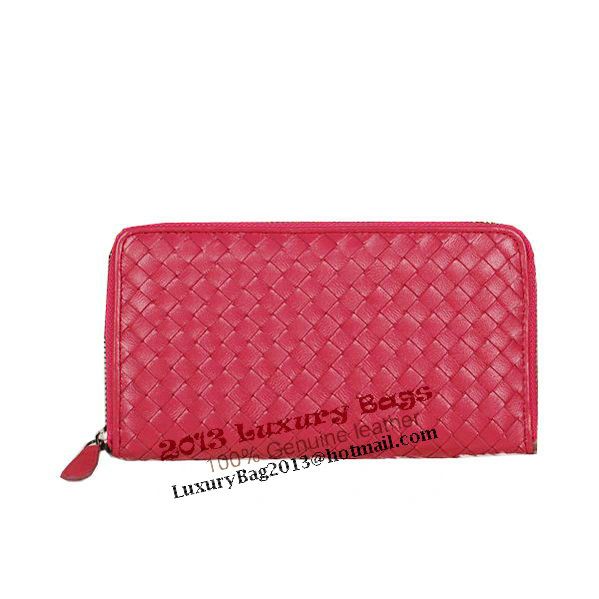 Bottega Veneta Intrecciato Nappa Zip Around Wallet BV20017 Rose