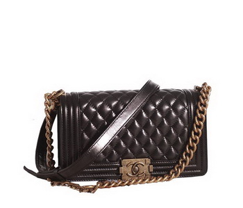 Chanel Boy Flap Shoulder Bag in Black Lambskin Leather A67086 Gold