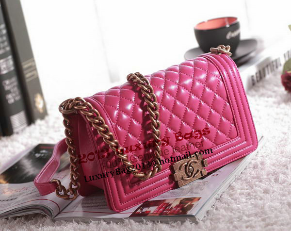 Chanel Boy Flap Shoulder Bag in Rose Lambskin Leather A67086 Gold