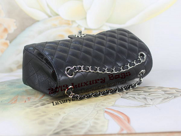 Chanel 2.55 Series Classic Flap Bag 1112 Black Original Cannage Pattern Leather Silver