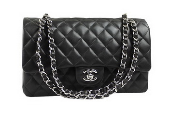 Chanel 2.55 Series Classic Flap Bag 1112 Black Original Sheepskin Leather Silver