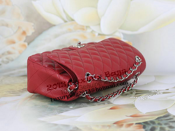 Chanel 2.55 Series Classic Flap Bag 1112 Red Cannage Pattern Original Leather Silver